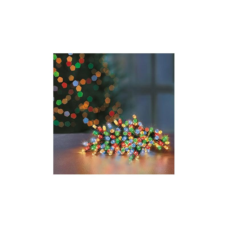 Premier Decorations 50 LED Multi-Action Clear Cable Lights with Timer - Multi Coloured - Towsure