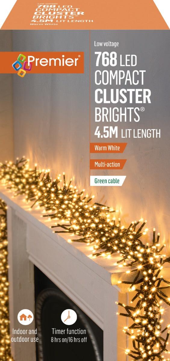Premier Decorations 768 LED Compact Cluster Lights - Warm White - Towsure