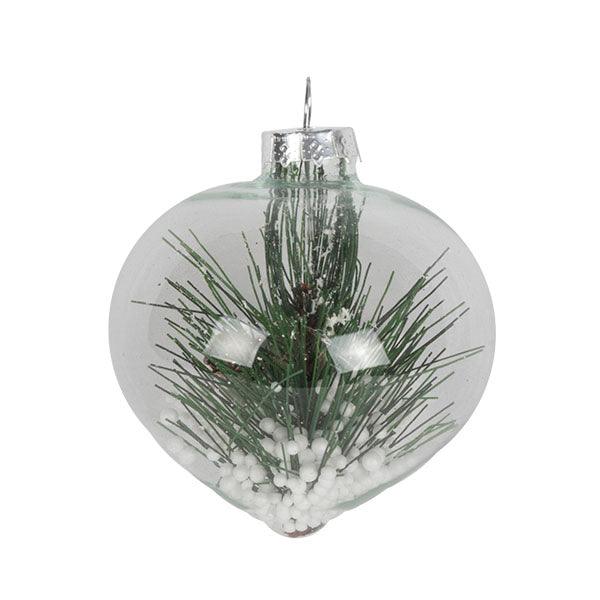 Premier Decorations 80-110mm Clear Pine Bauble - 1 of 3 Assorted - Towsure