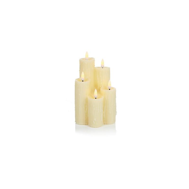Premier Decorations FlickaBright 5 Piece Melted Effect Wax Candle with Timer - Towsure