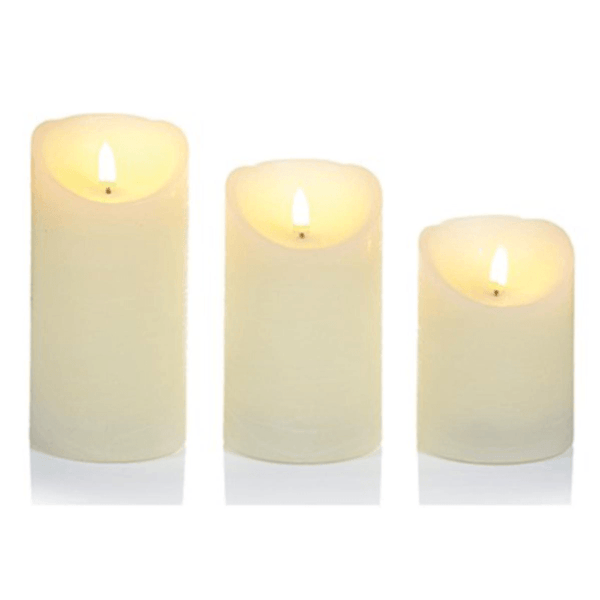 Premier Decorations Set of 3 FlickaBright Candles - Cream Textured - Towsure