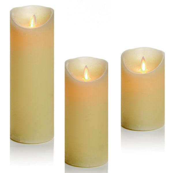 Premier Set Of 3 Cream Dancing Flame Candles - Towsure