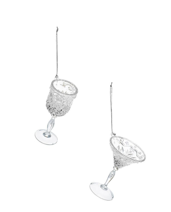 10cm Wine Glass Decoration Silver 