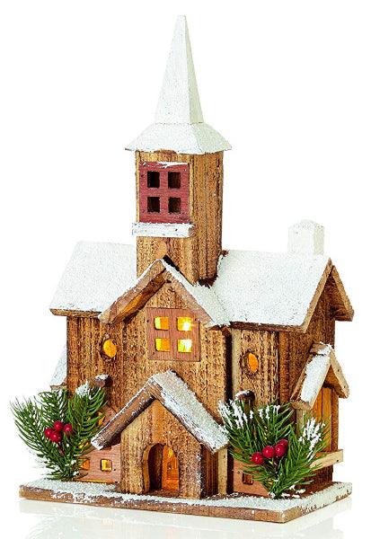 Premier Wooden Church With Steeple 38cm - Towsure