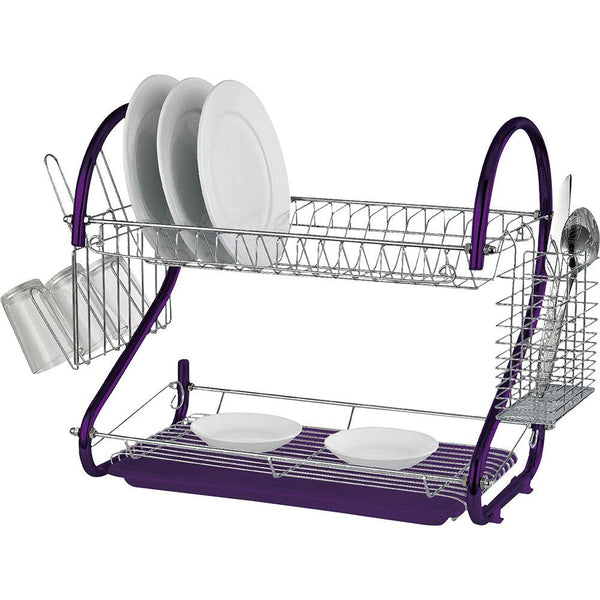 Prima 2-Tier Dish Drainer Purple/Chrome Towsure
