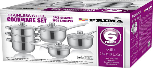 Prima Cookware and Steamer set (6pc)