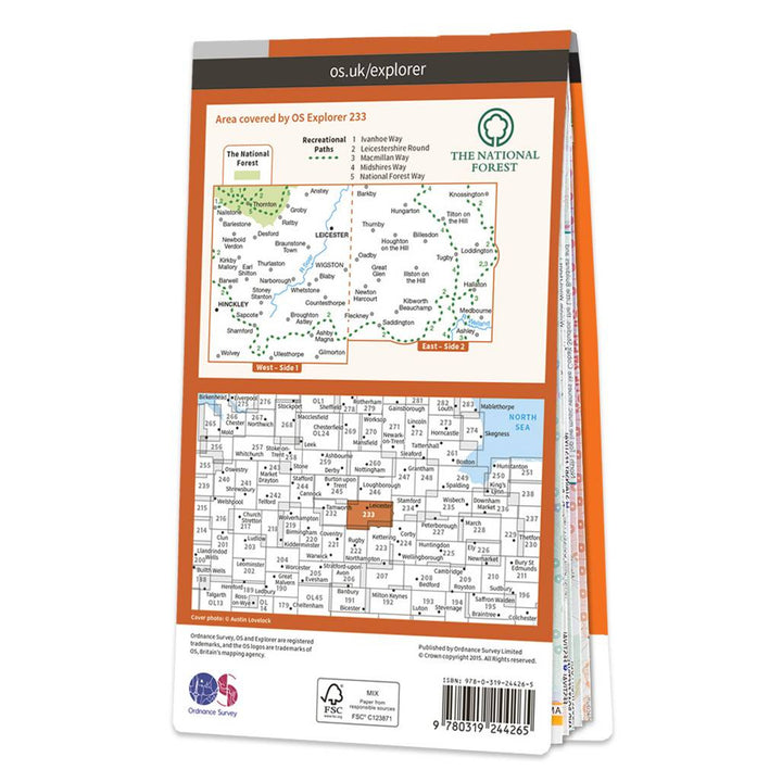 OS Explorer Map 233 - Leicester & Hinckley - Towsure
