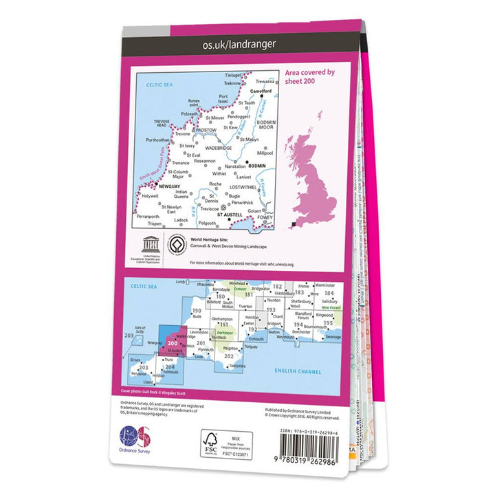 OS Landranger Map 200 Newquay & Bodmin Camelford & St Austell - Towsure