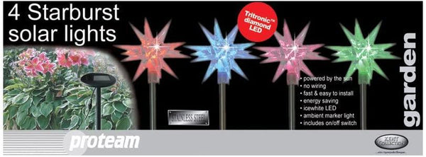 Proteam Starburst Colour Changing Solar Garden Lights - Set of 4 - Towsure