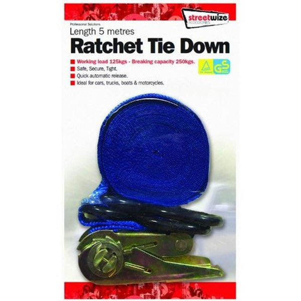 Ratchet Tie-down Strap With Coated Hooks - 4.5 Metres - Towsure