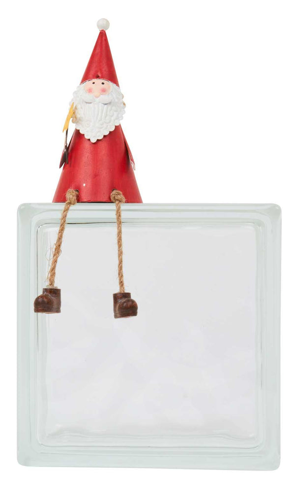 Red Metal Sitting Santa With Star - 13.5cm - Towsure