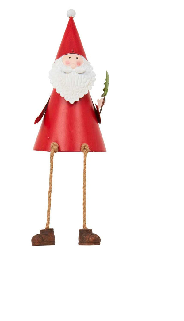 Red Metal Sitting Santa with Tree - 19cm - Towsure