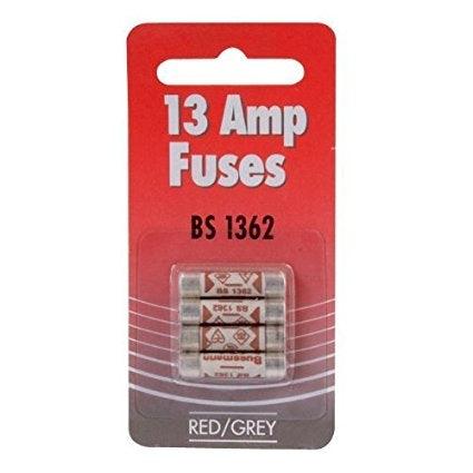 Red/Grey Household Fuses - 13amp (Pack of 4)