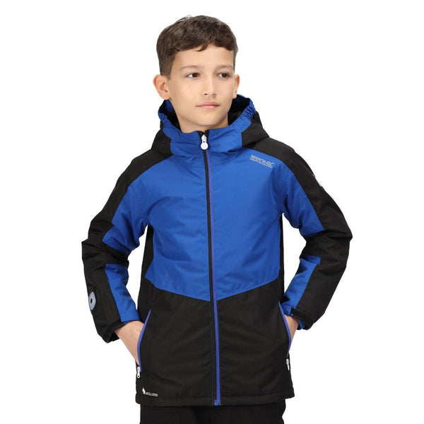 Regatta Beamz Waterproof Kids Jacket - Surf Spray/Black - Towsure