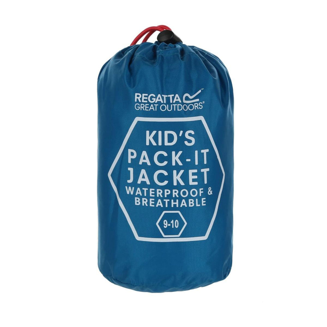 Kids Regatta Packaway II Waterproof Breathable Jacket - Foldable Hooded Rain Jacket
