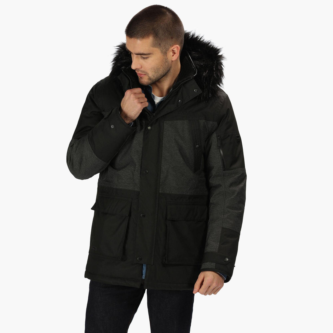 Regatta Men's Aalto Fur Trimmed Waterproof Insulated Jacket - Black