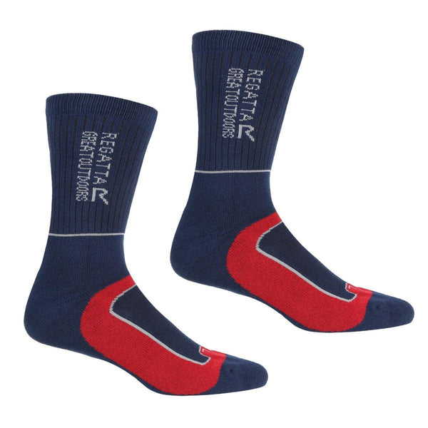 Regatta Samaris Men's 2-Season Walking Socks Navy/Red - 2 Pairs - Towsure