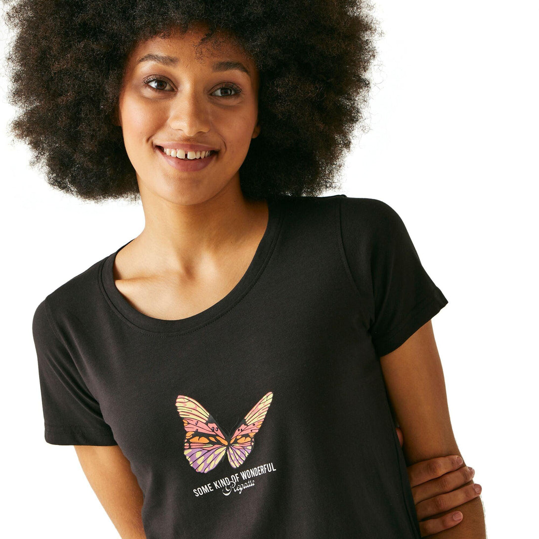 Regatta Women's Fliandra T-Shirt - Black Butterfly - Towsure