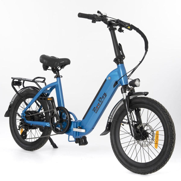Roodog Cosmo folding e-bike in metallic blue