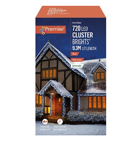 Premier Decorations 720 LED Cluster Brights - White