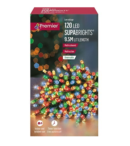 Premier Decorations 120 LED Supabrights - Multi Colour