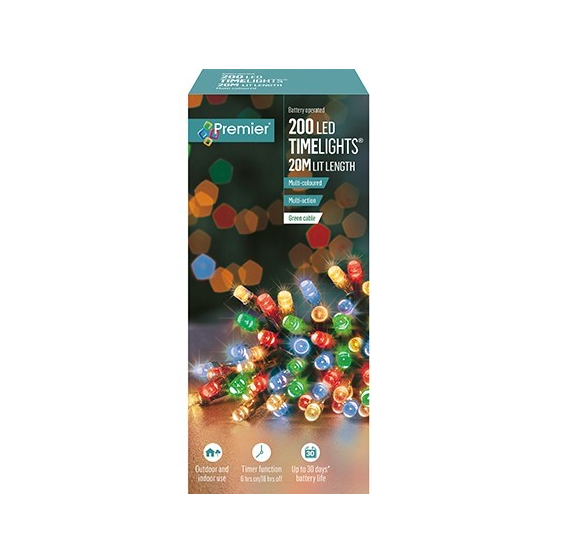 Premier Decorations 200 Multi-Colour LED Lights