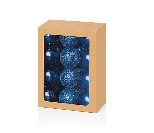 Premier Decorations 24 30mm Midnight Blue Multi Finish Baubles