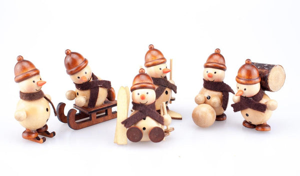 Schulte Wooden Mini Snowmen Christmas Decorations - Pack of 6 - Towsure