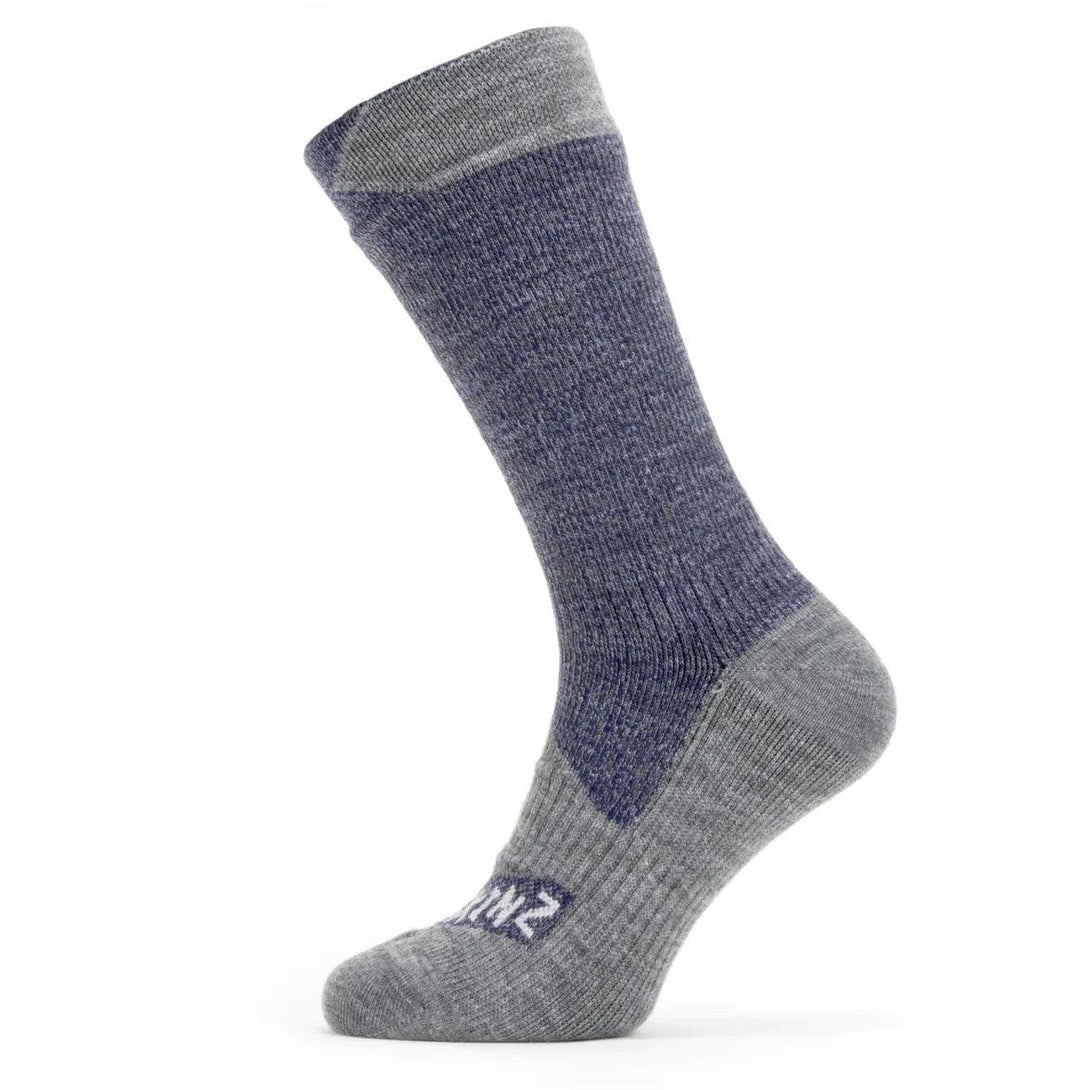 Sealskinz Mid-Length Waterproof Socks - Navy & Grey Marl