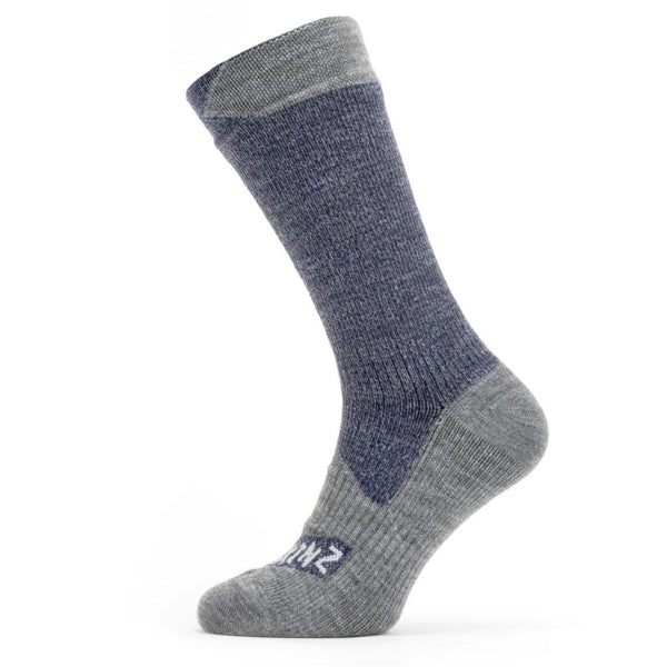 Sealskinz Mid-Length Waterproof Socks - Navy & Grey Marl
