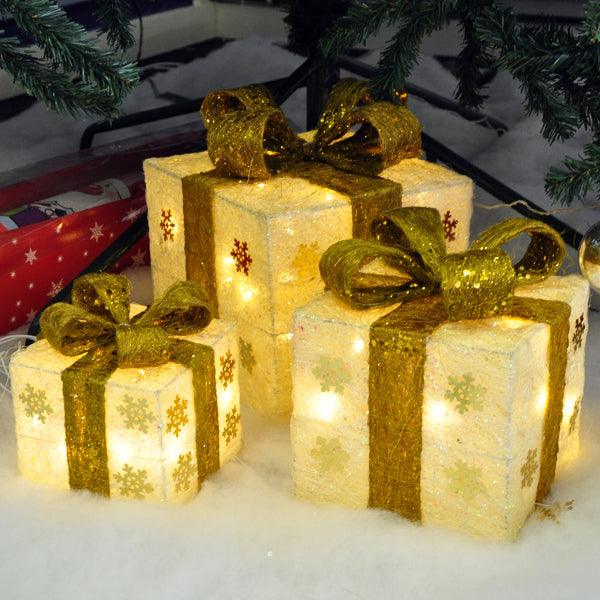 Set of 3 LED Light Up Christmas Gift Boxes - Towsure