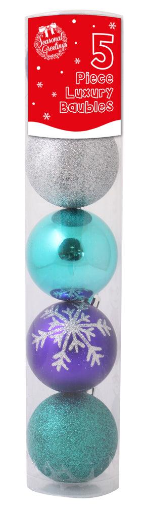 Set of 5 Luxury Christmas Baubles - 40mm - Towsure