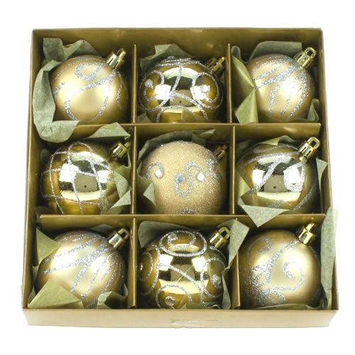 Set of 9 Champagne Gold Tree Decorations