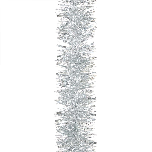 Silver Chunky 10cm Christmas Tinsel Silver - 2 Metres - Towsure