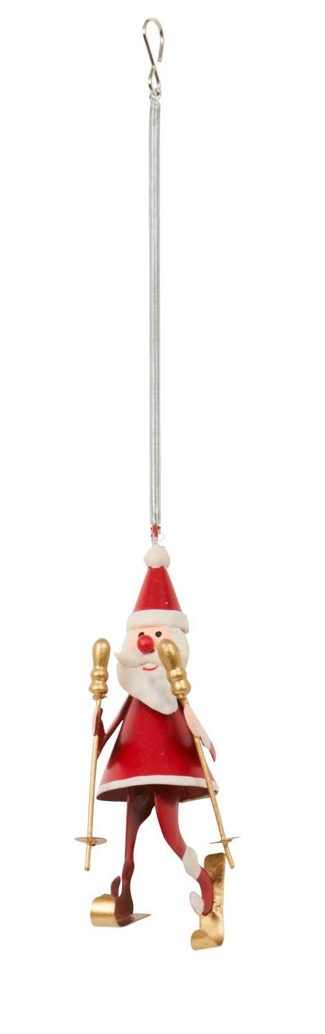 Skiing Metal Santa On a Spring - 10cm - Towsure