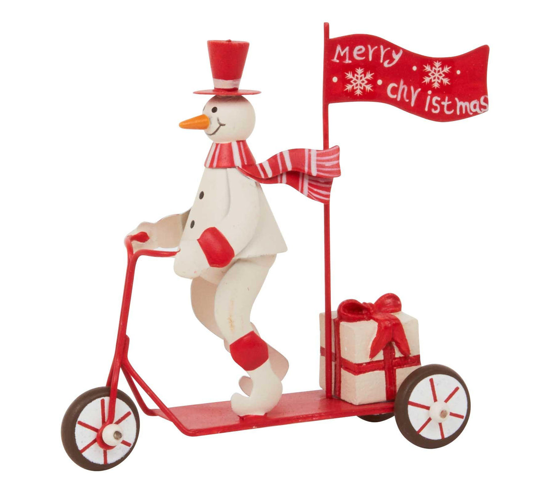 Snowman & Scooter Christmas Figure - 11cm - Towsure
