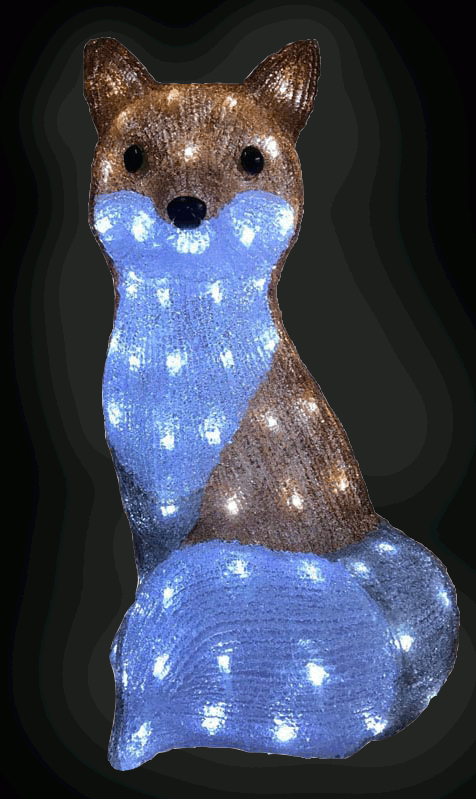 Fox Led Down Snowtime Acrylic Fox With 100 Ice White LED Lights - Towsure