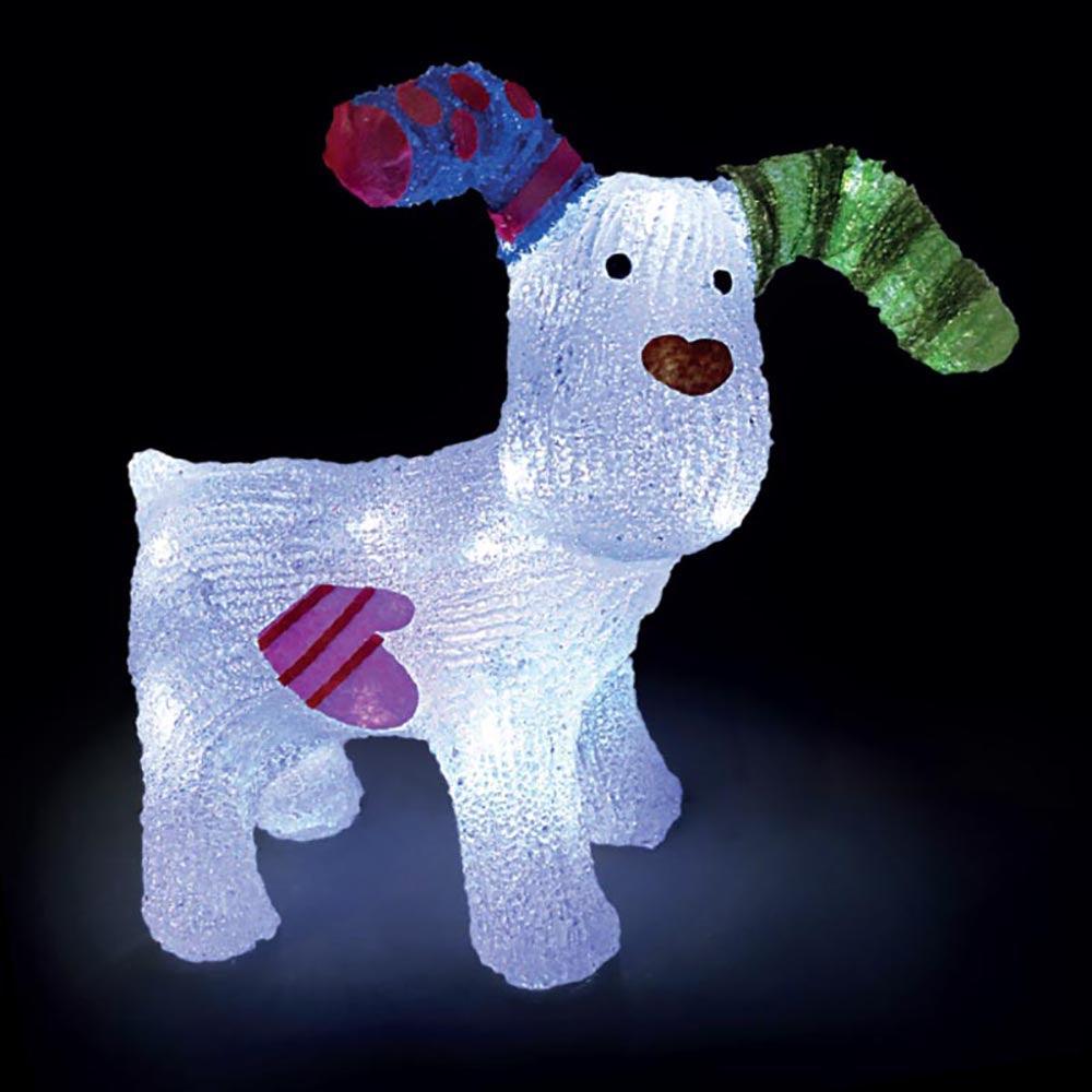 Snowtime The Snowdog Ornament With 100 Ice White LED Lights