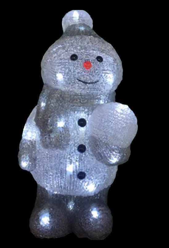 Snowtime Acrylic Snowman With 40 Ice White LED Lights