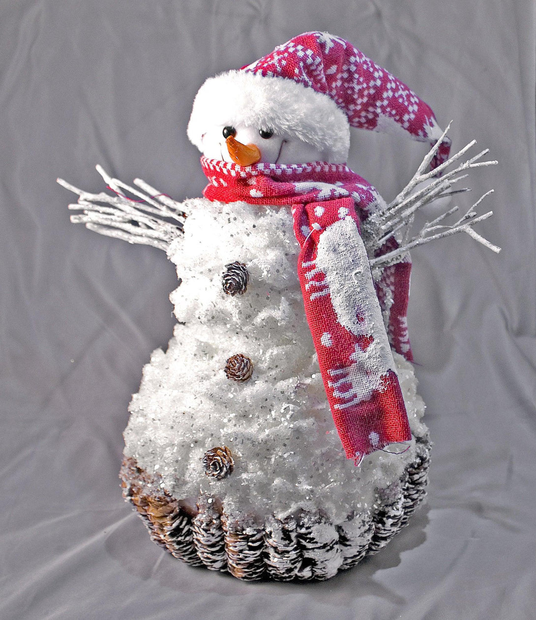 Sparkle Snowman in Red Hat - 45cm - Towsure