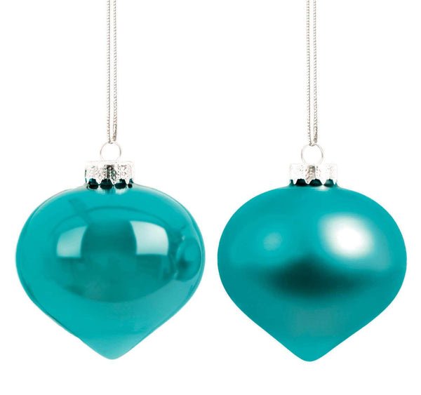 Teal Glass Christmas Bauble - 80mm (Single) - Towsure