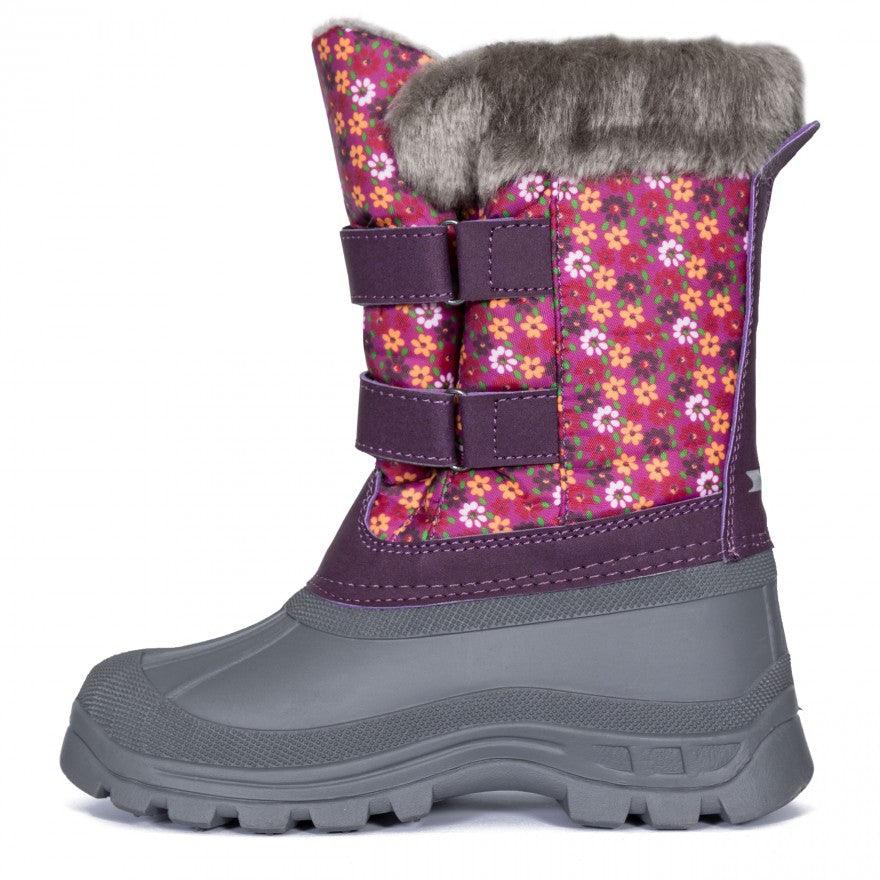 Trespass Vause Kids' Pull On Snow Boots - Floral Pink - Towsure