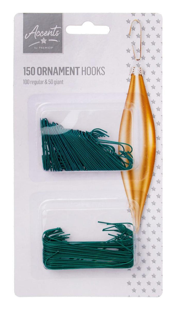 Twin Pack of 150 Ornament Hooks - Green - Towsure