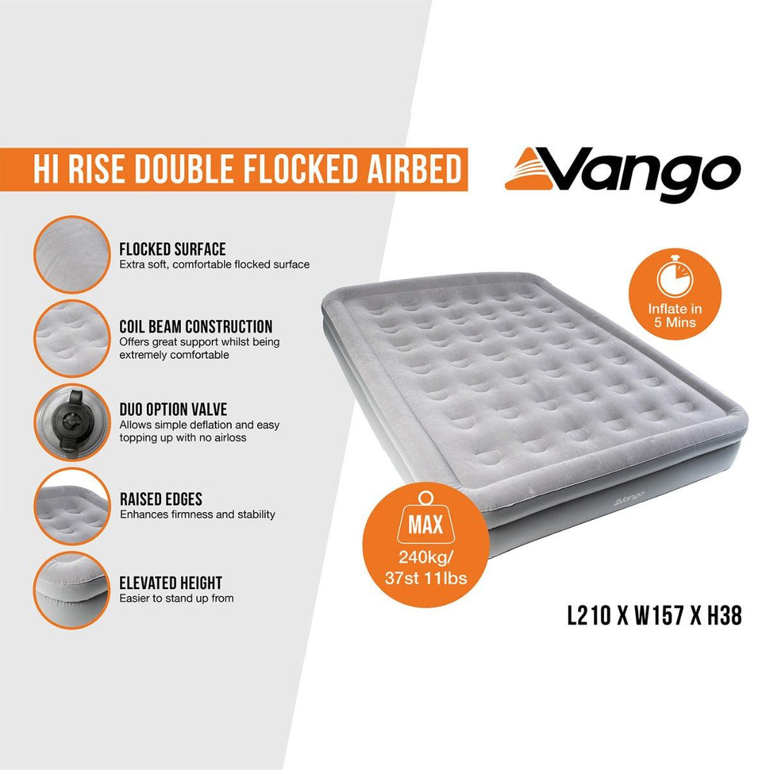 Vango Hi-Rise Double Flocked Air Bed - Towsure
