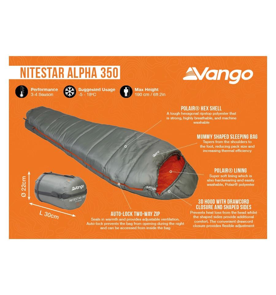 Vango Nitestar Alpha 350 Sleeping Bag - Fog Grey - Towsure