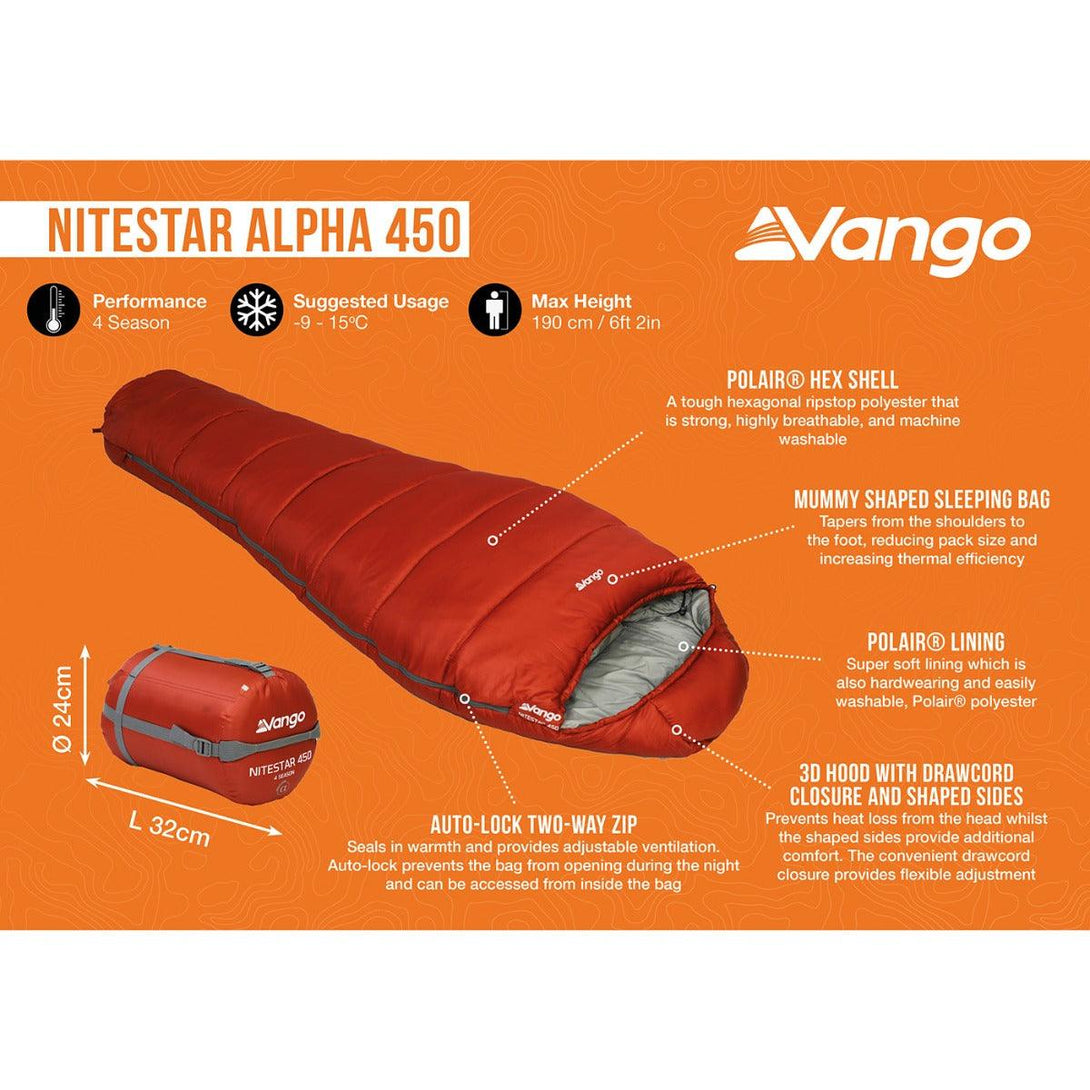 Vango Nitestar Alpha 450 4-Season Mummy Sleeping Bag - Towsure