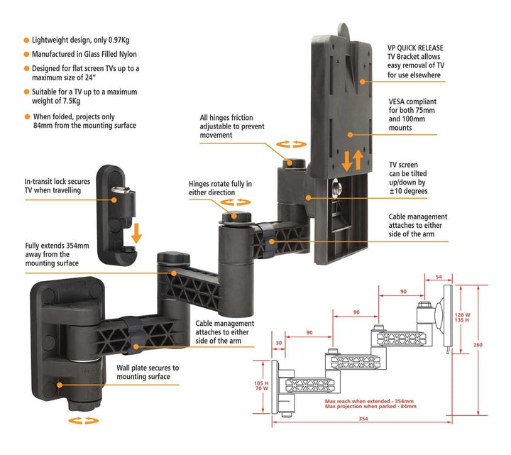 Vision Plus - TV Wall Bracket - Triple Arm - Towsure