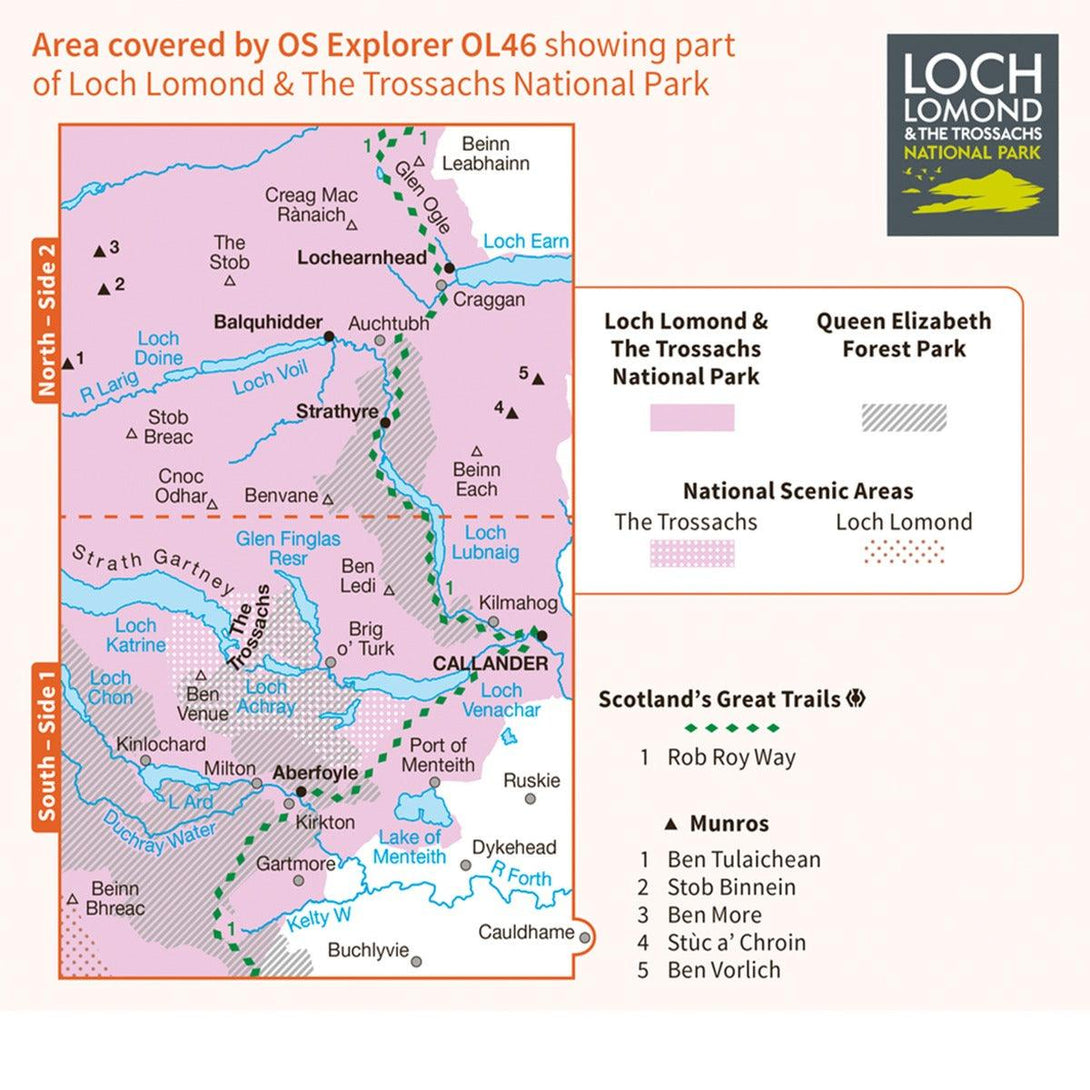 Waterproof OS Map OL46 - The Trossachs - Towsure