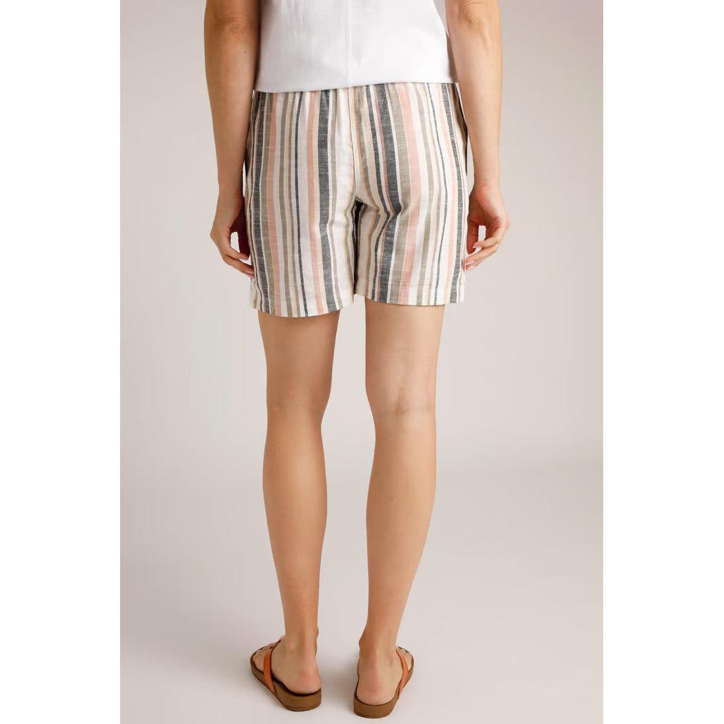 Weird Fish Women's Barletta Organic Stripe Woven Shorts - Ecru - Towsure