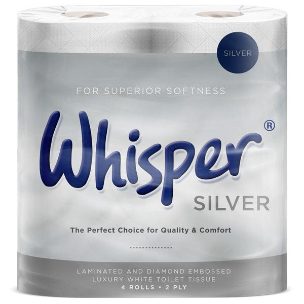 Whisper Silver Soft 2 Ply Toilet Tissue - 4 Rolls - Towsure
